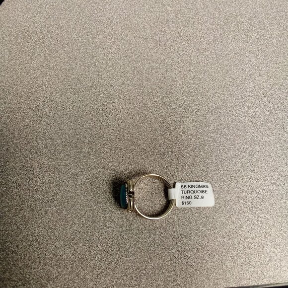 Navajo Handmade Sterling Silver & Turquoise Ring Size 8 - Picture 7 of 7